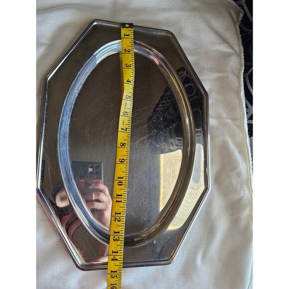 Sheffield 18/10 Stainless Steel Serving Tray 14" x 10" Octagonal Platter - Picture 6 of 6